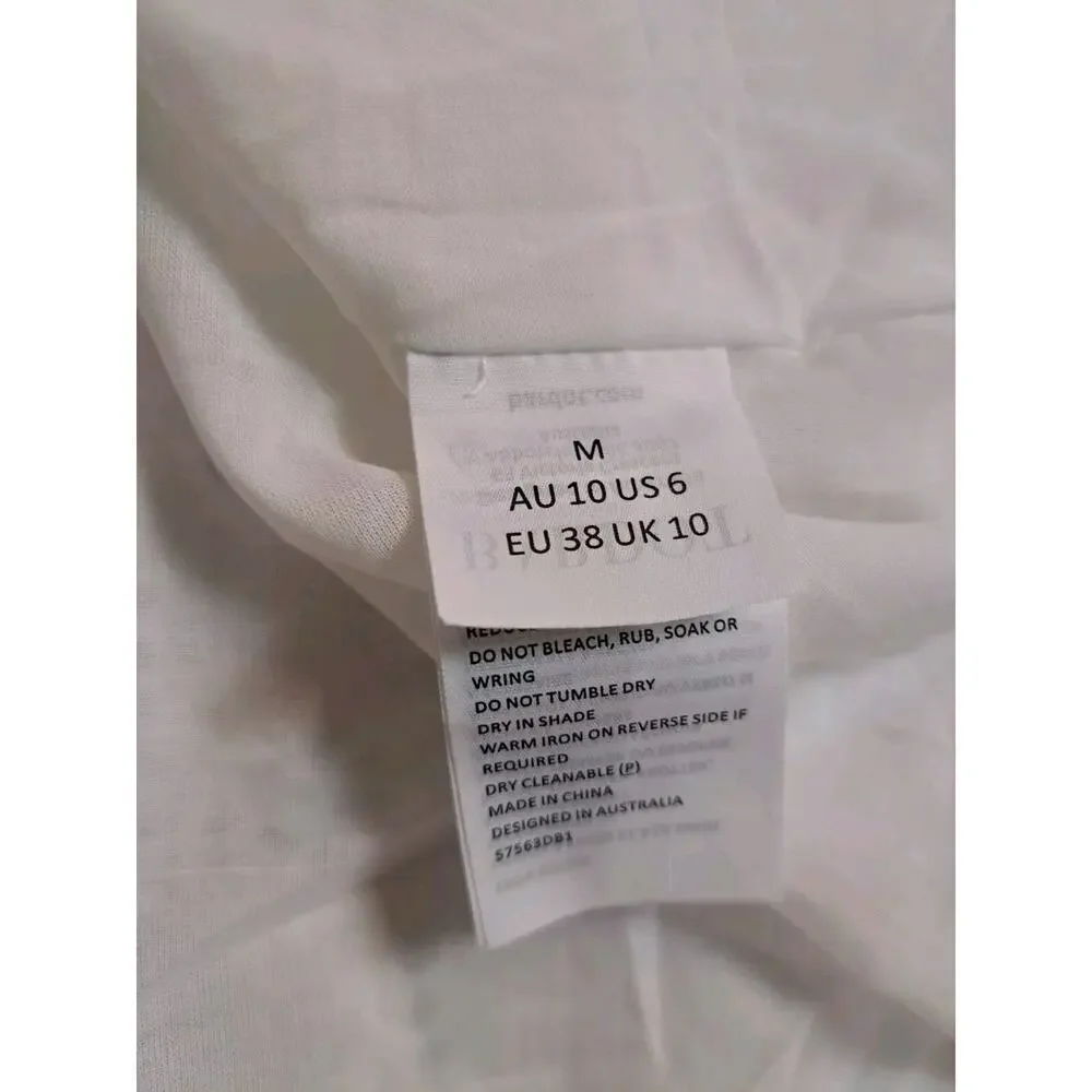 Bardot Womens 6 Babydoll Dress Sofia Eyelet Mini White Revolve Lace Off Shoulder - Picture 8 of 12